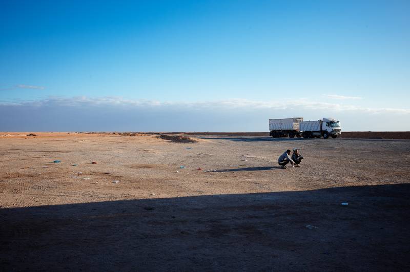 Drivers resting before continuing the journey