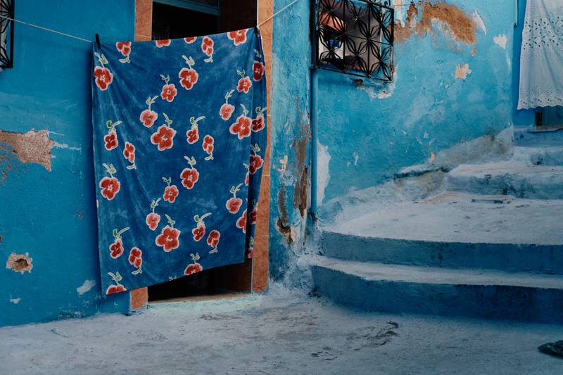 Exploring Morocco’s Checfchaouen village with rich colors and textures
