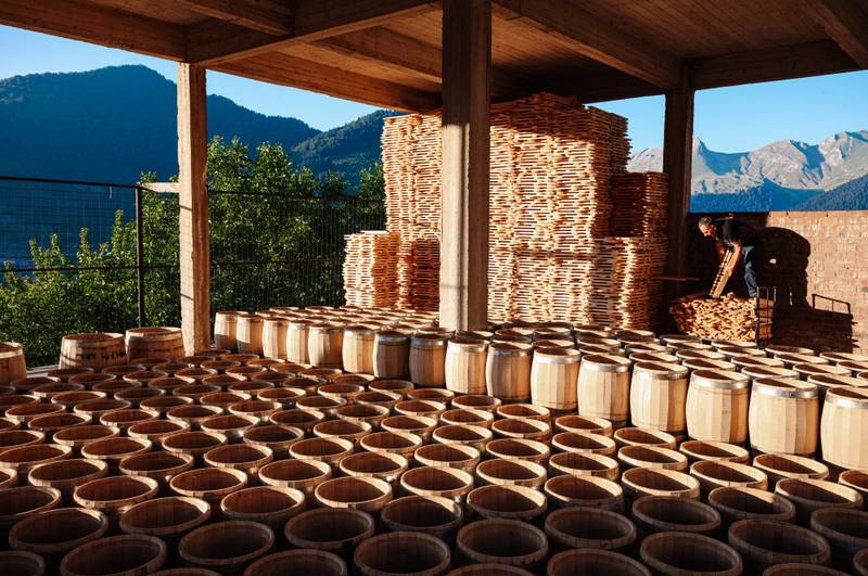 Light filtering through the upper floor where wood dries