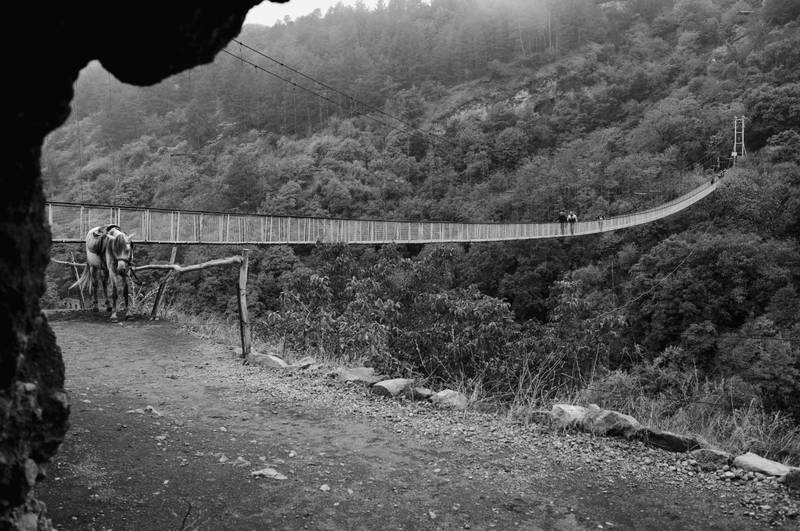 Suspension bridge at Khndzoresk spanning the forested gorge